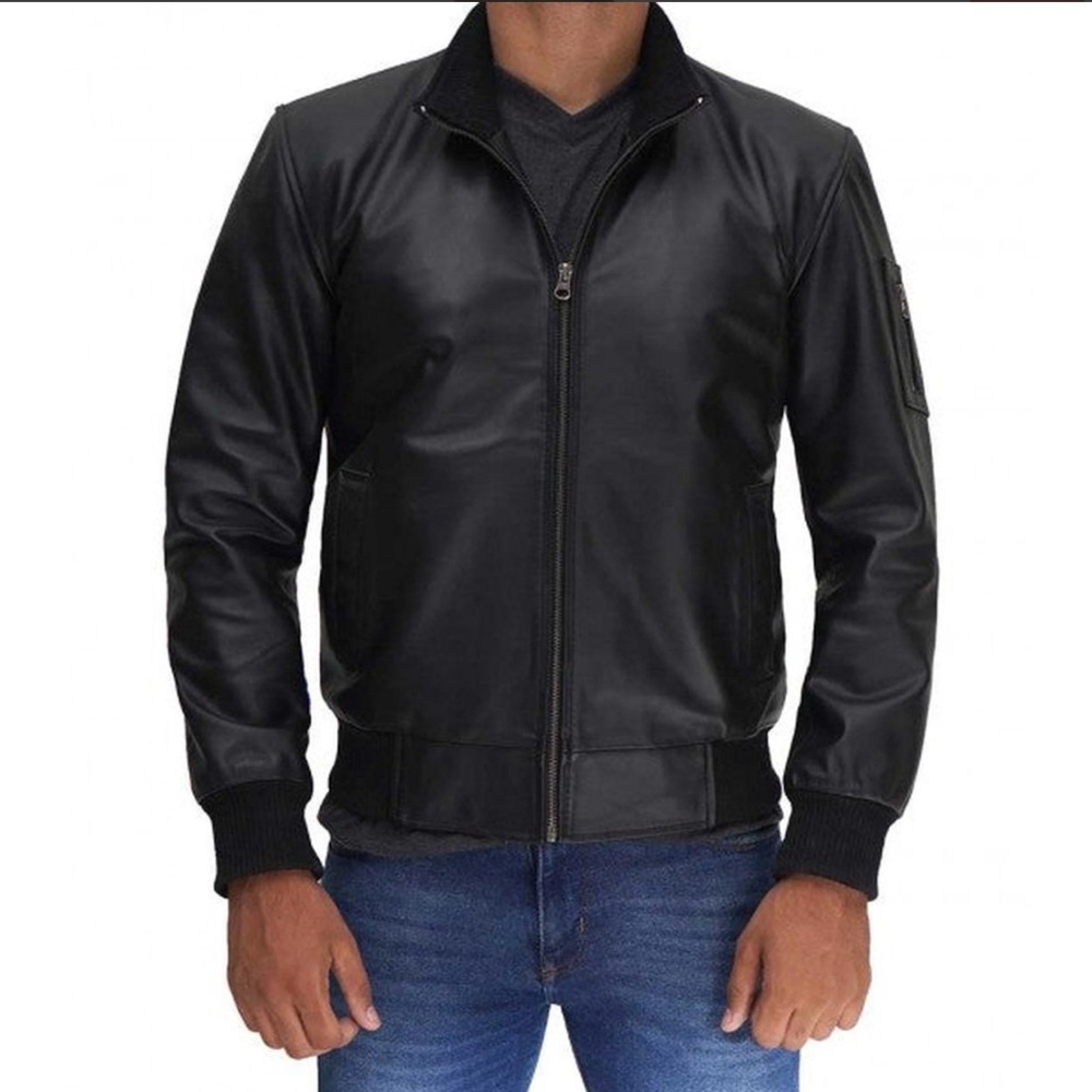 👑 Clark Black Cowhide Real Leather Jacket